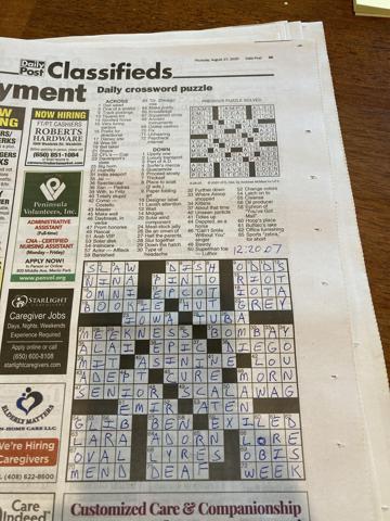 Palo Alto daily post crossword puzzle
