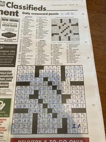 Palo Alto Daily Post crossword