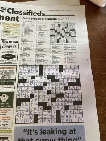 Palo Alto Daily Post crossword