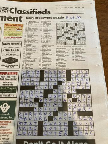 Palo Alto Daily Post crossword