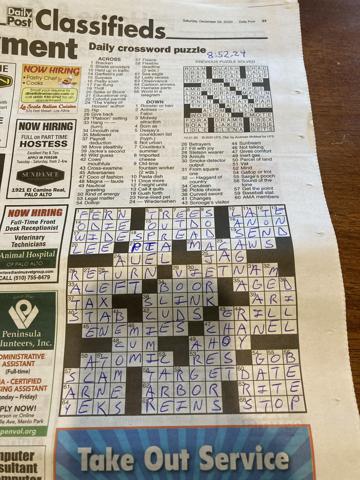 Palo Alto Daily Post crossword