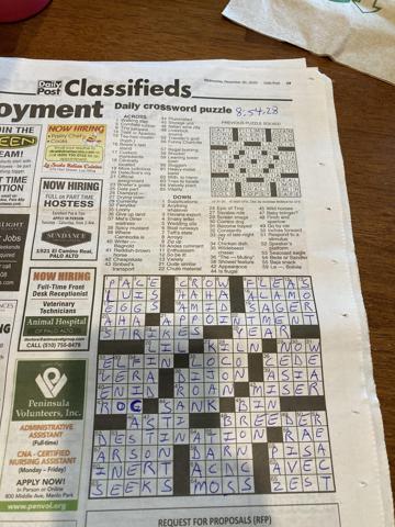Palo Alto Daily Post crossword