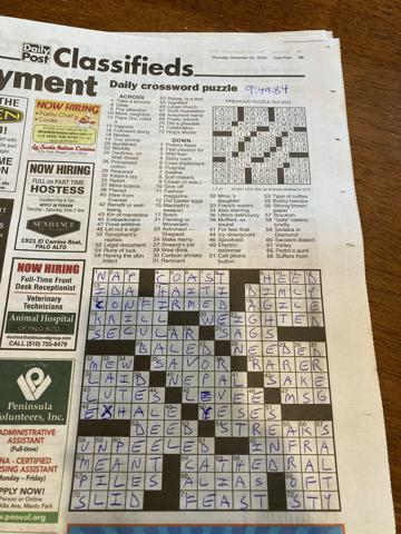Palo Alto Daily Post crossword
