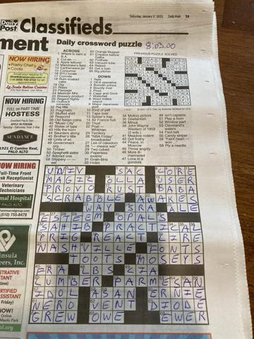 Palo Alto Daily Post crossword