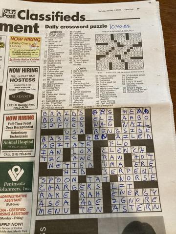 Palo Alto Daily Post crossword