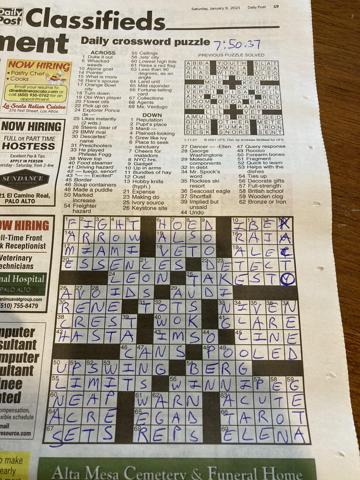 Palo Alto Daily Post crossword