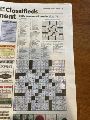 Palo Alto Daily Post crossword