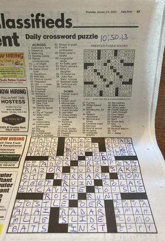 Palo Alto Daily Post crossword