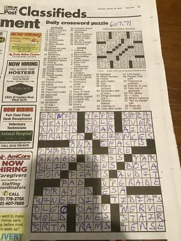 Palo Alto Daily Post crossword