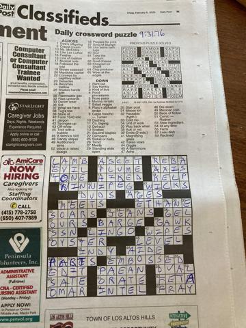 Palo Alto Daily Post crossword for 2/5/2021