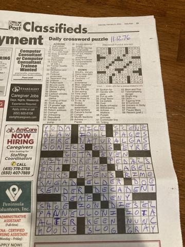 Palo Alto Daily Post crossword for 2/6/2021