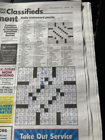 Palo Alto Daily Post crossword for 2/8/2021
