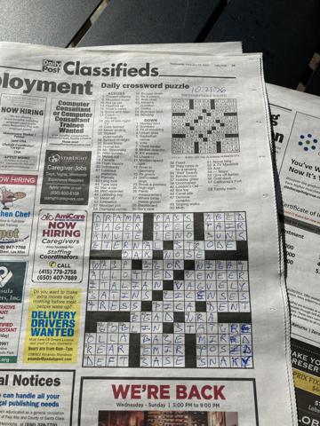 Palo Alto Daily Post crossword