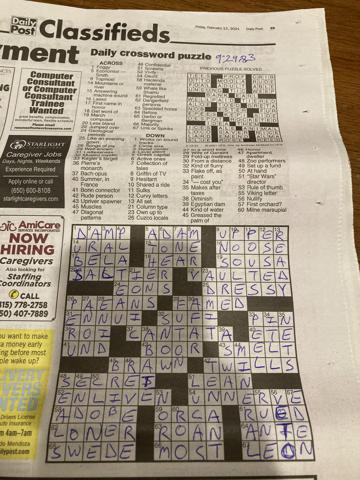 Palo Alto Daily Post crossword