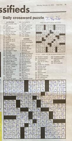 Palo Alto Daily Post crossword for 2/13/2021
