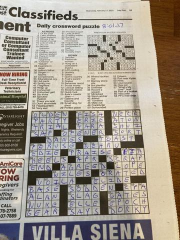 Palo Alto Daily Post crossword