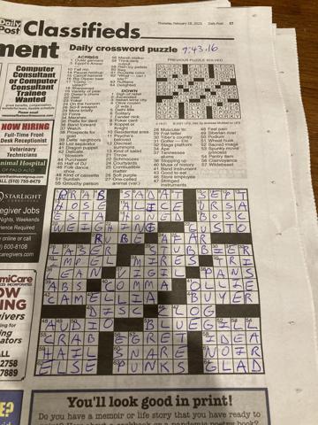 Palo Alto Daily Post crossword