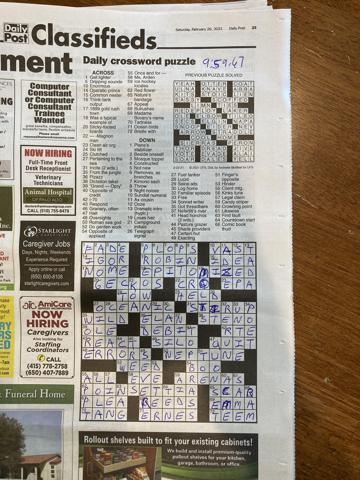 Palo Alto Daily Post crossword