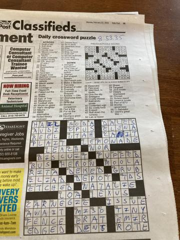 Palo Alto Daily Post crossword