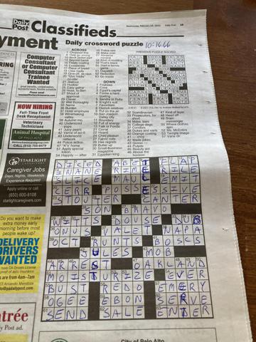 Palo Alto Daily Post crossword