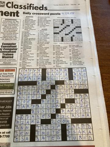 Palo Alto Daily Post crossword