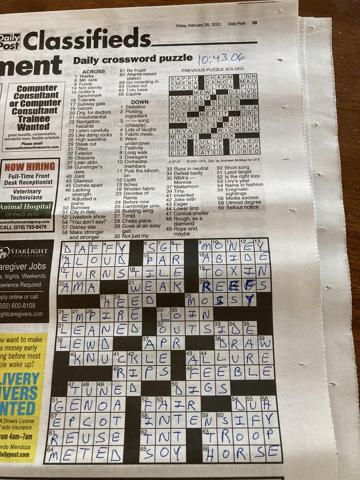 Palo Alto Daily Post crossword
