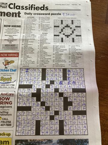 Palo Alto Daily Post crossword