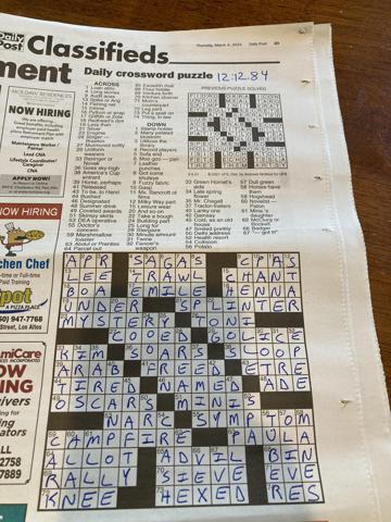 Palo Alto Daily Post crossword
