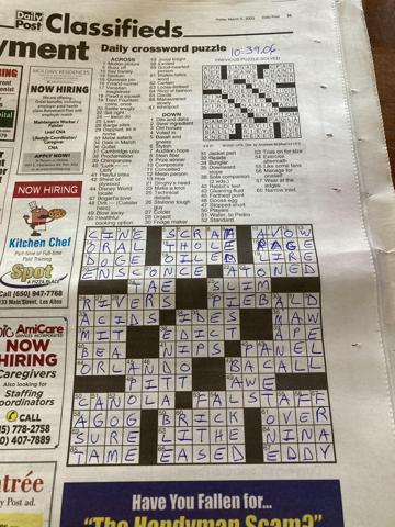 Palo Alto Daily Post crossword