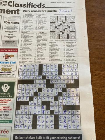 Palo Alto Daily Post crossword