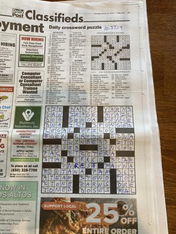 Palo Alto Daily Post crossword