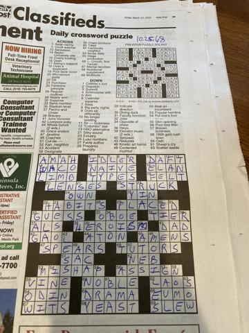 Palo Alto Daily Post crossword