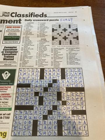 Palo Alto Daily Post crossword