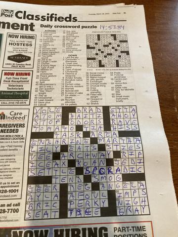 Palo Alto Daily Post crossword