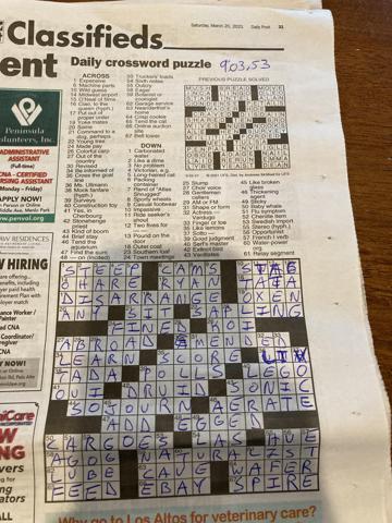 Palo Alto Daily Post crossword for 3/20/2021