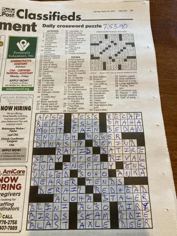 Palo Alto Daily Post crossword