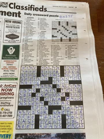 Palo Alto Daily Post crossword