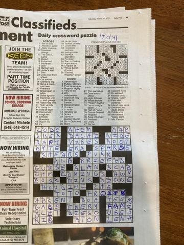 Palo Alto Daily Post crossword