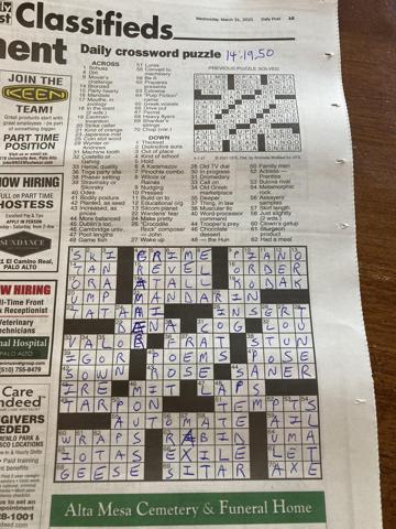 Palo Alto Daily Post crossword